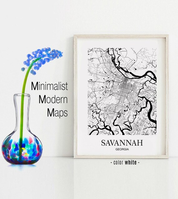 Savannah Savannah Ga Map Savannah Modern Art Print Savannah Etsy