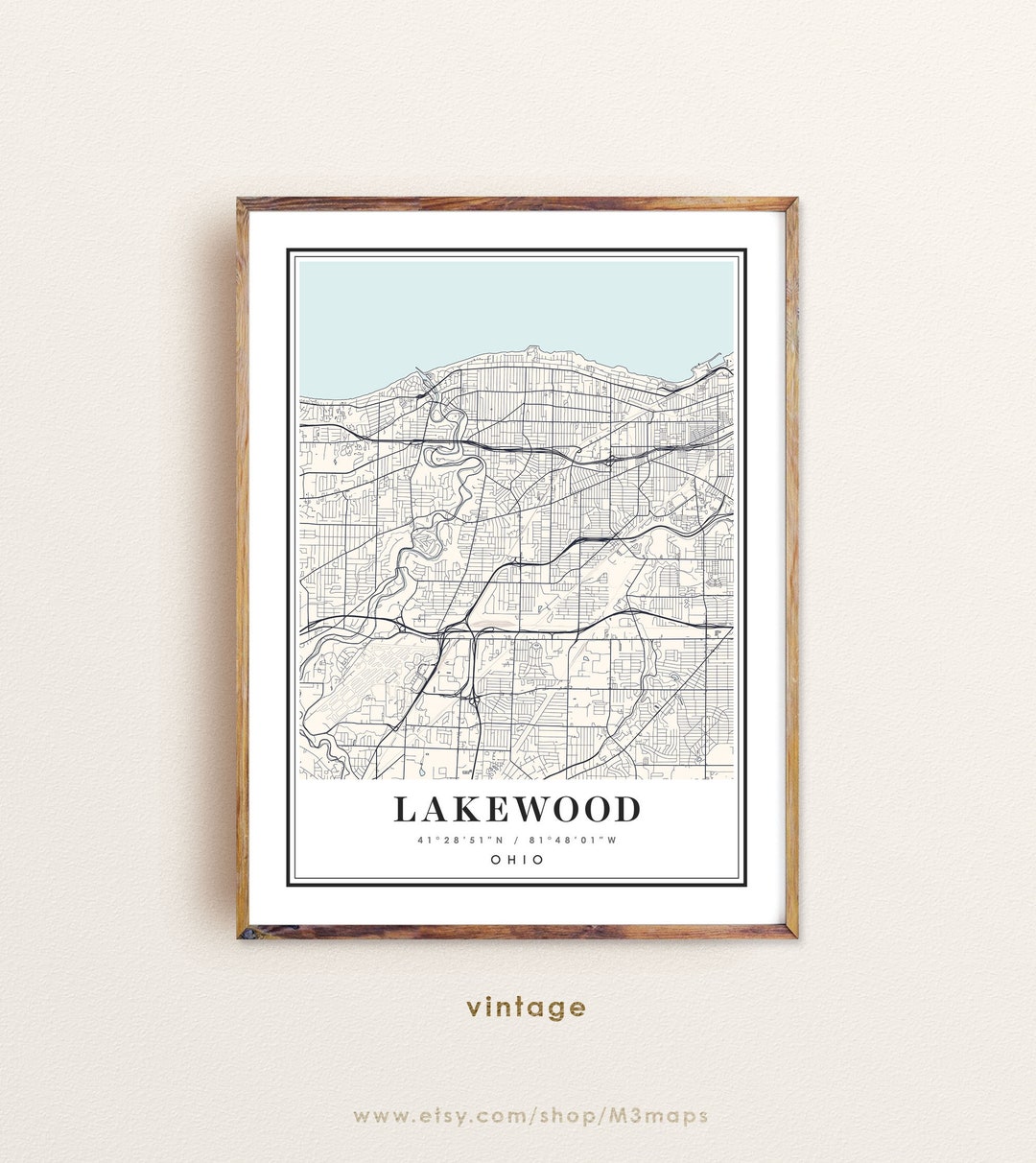 Lakewood City Map Print