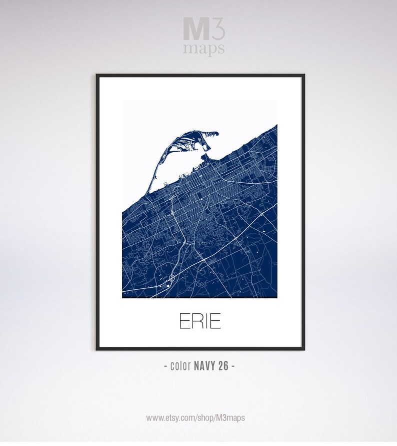 Erie Pennsylvania Erie PA Map Erie Map Erie Print Erie Etsy