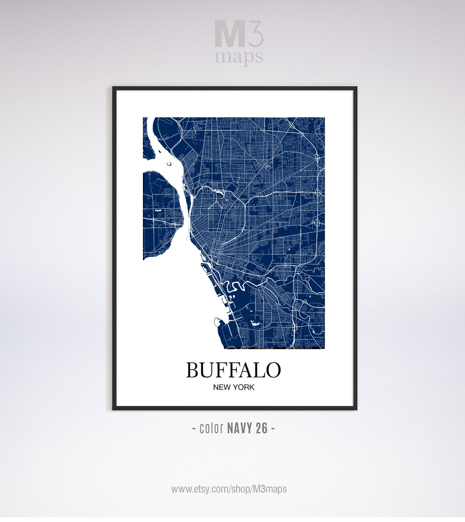 Buffalo Buffalo NY map Buffalo modern art print Buffalo Etsy