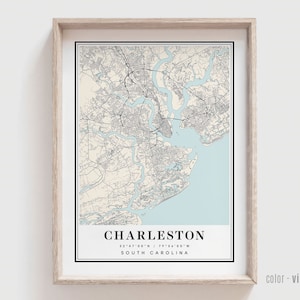 Charleston SC Map Print - Charleston South Carolina City Poster - Personalized Modern and Contemporary Art