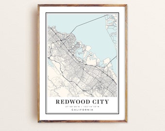 Redwood City Map Art Print: Custom Cityscape Poster