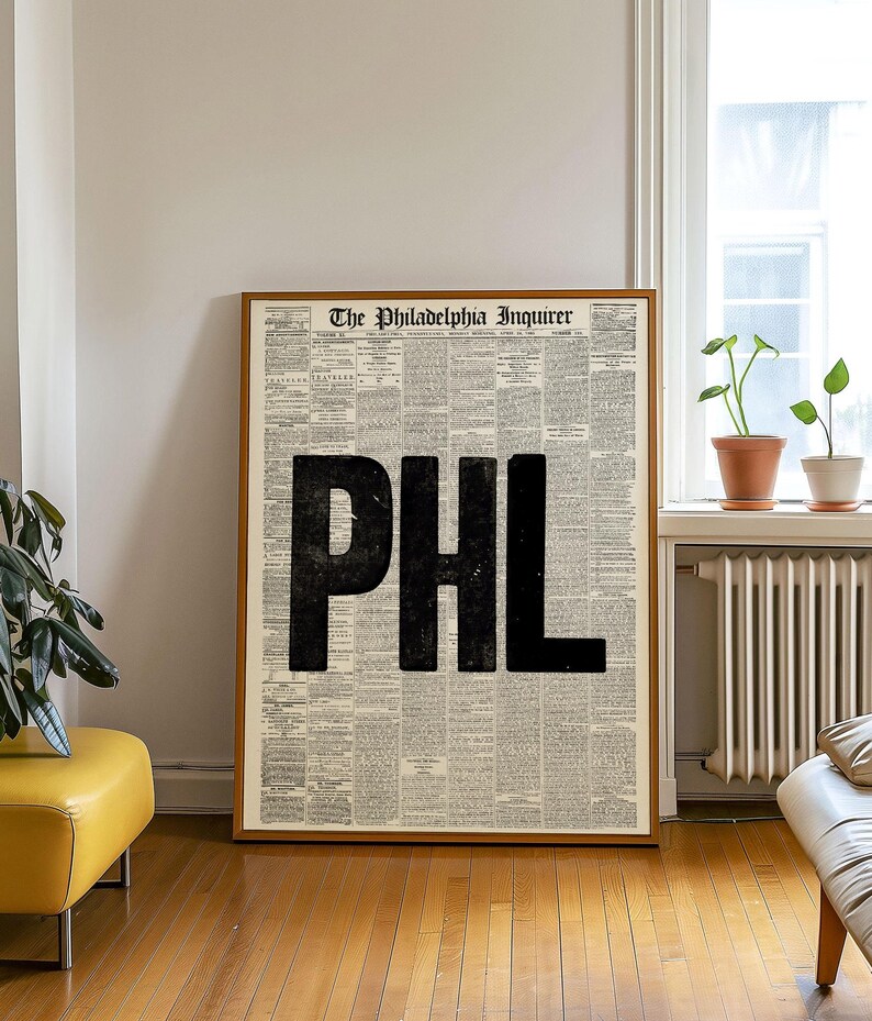 Philadelphia Poster - Retro Newspaper City Wall Art Print - Gift for ...