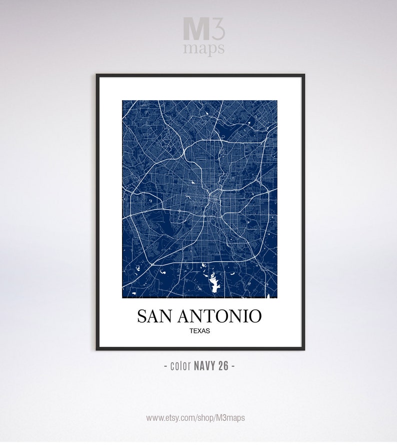 San Antonio Modern Art Print Home Decor Wall Map Contemporary Tx Degree21 Collectibles Digital Prints - Home Decor San Antonio Tx
