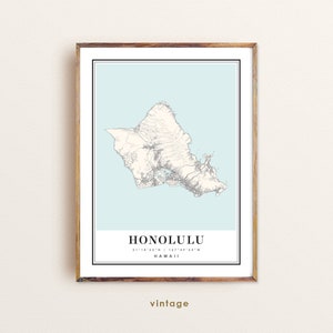 Honolulu Hawaii Map Art Print: Custom City Map