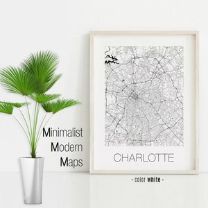 Charlotte NC Map Art Print: Minimalist City Map Poster