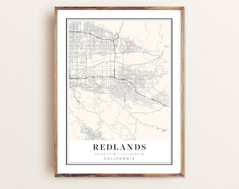 Redlands California Map Art Print: Custom City Map
