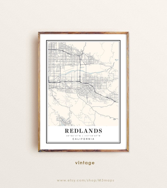 Redlands California Map Redlands CA Map Redlands City Map - Etsy
