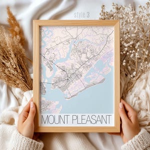 Stampa della mappa di Mount Pleasant, Carolina del Sud: arte murale nautica costiera