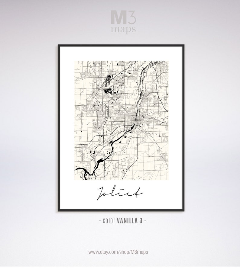Joliet Minimalist Joliet Map Joliet Map Print Joliet City Etsy