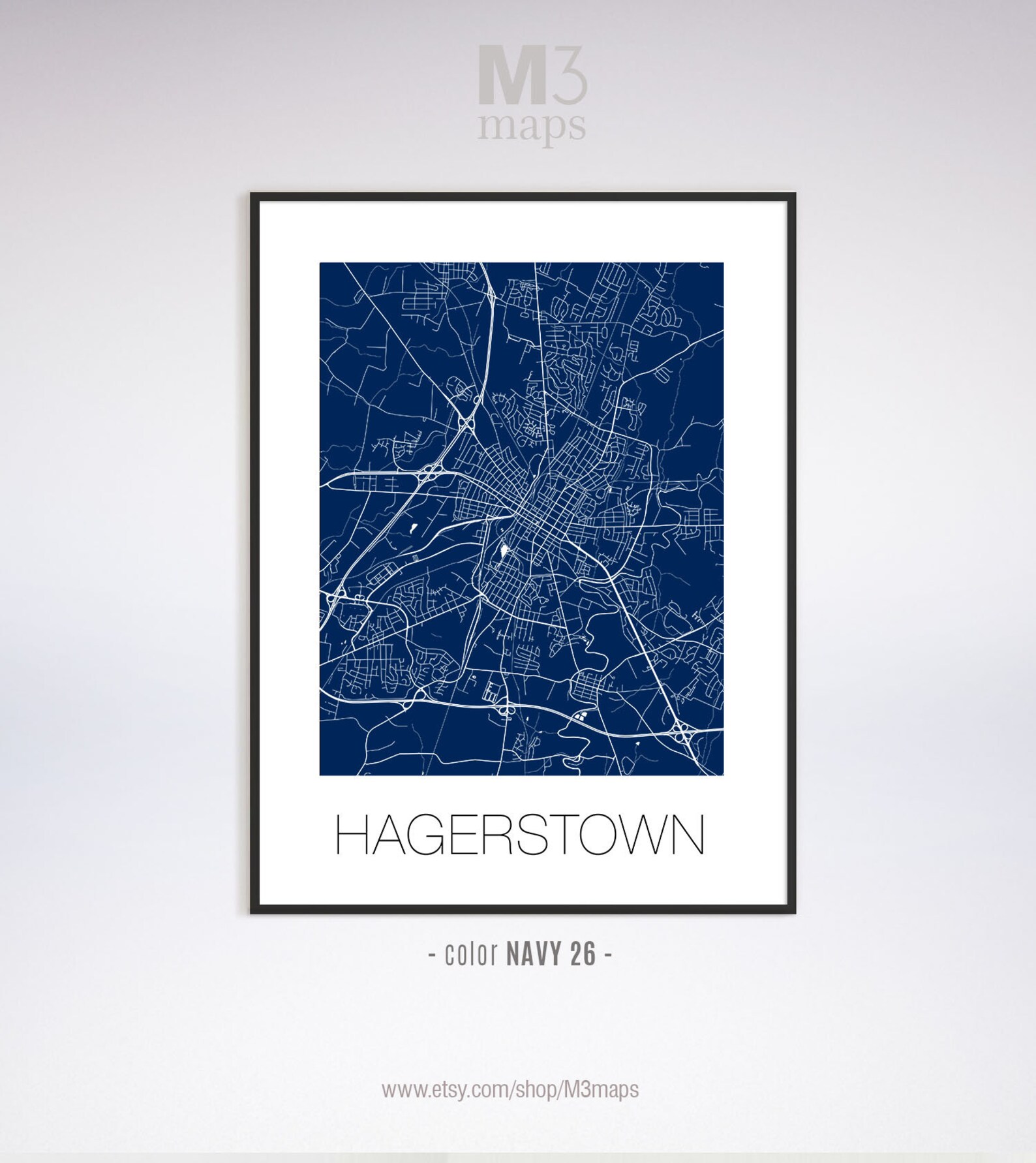 Hagerstown Maryland Hagerstown MD Map Hagerstown Map Etsy