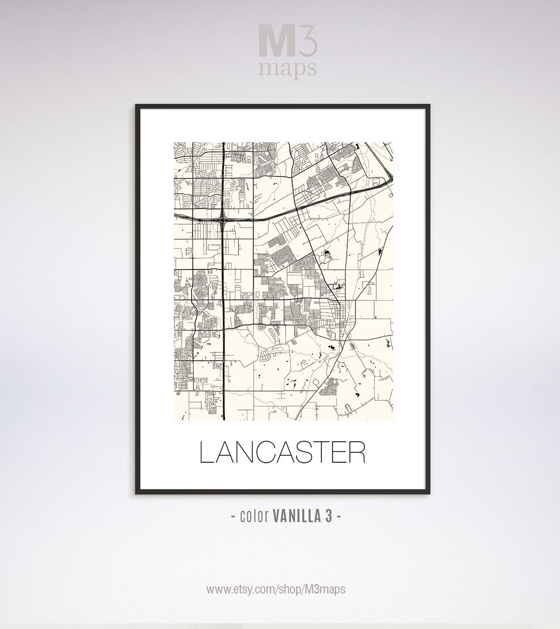 Lancaster Texas Lancaster TX Map Lancaster Map Lancaster Etsy