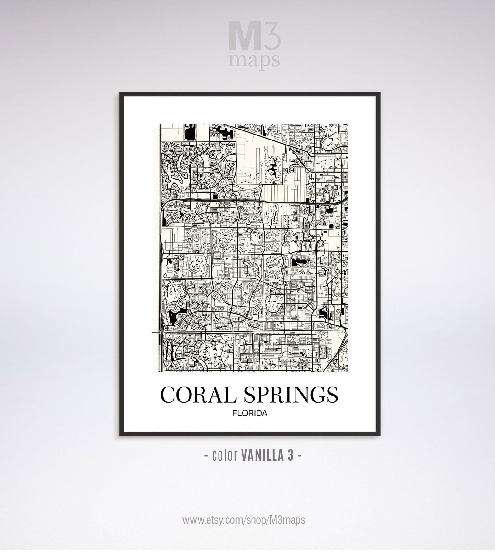 Coral Springs Coral Springs FL Map Coral Springs Modern Art - Etsy