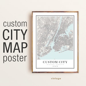 Custom City Map, Personalized Map Print, Custom Map Poster, Custom City Print, Any City, Any Town, Customized Map, Custom Map Wall Art Print