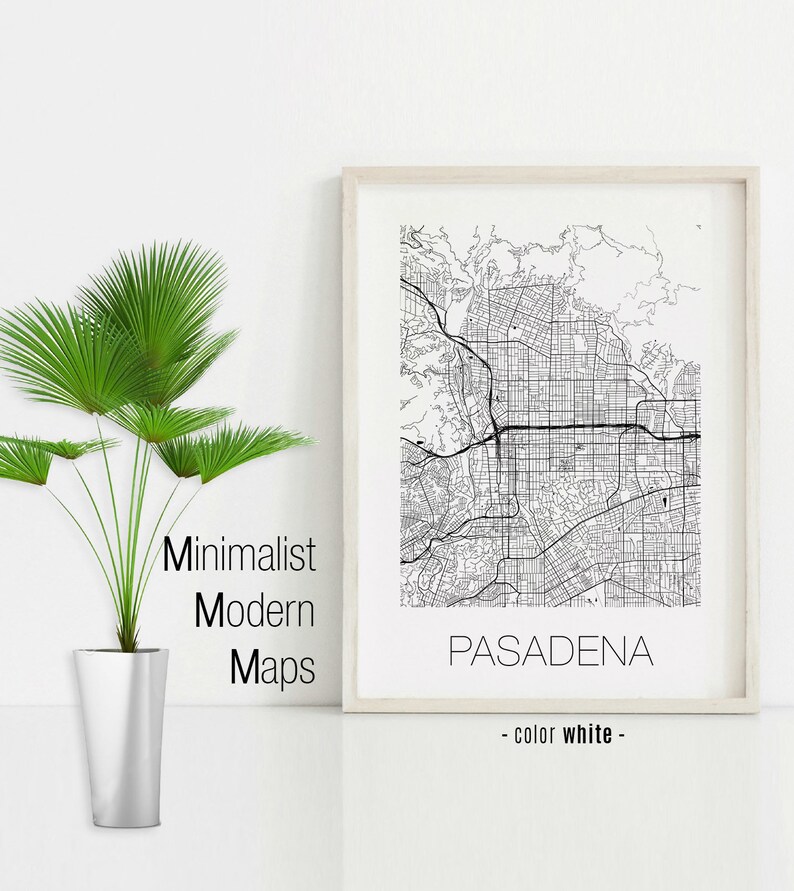 Pasadena CA map Pasadena wall art Pasadena California Black and White Map Pasadena map Pasadena print Pasadena poster