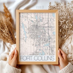 Impresión artística del mapa de Fort Collins, Colorado, decoración única para pared de la ciudad, regalo del estado de Colorado, recuerdo de viaje y inauguración de la casa, decoración moderna para el hogar.