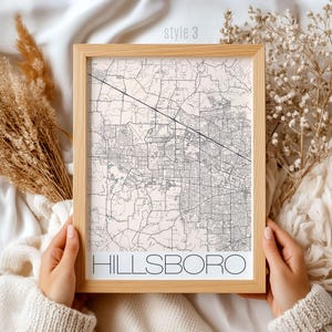 Hillsboro Oregon Map Print, Custom City Wall Art, Unique Gift for Oregon Locals & Visitors, Personalized Home Decor, HD Geographic Poster