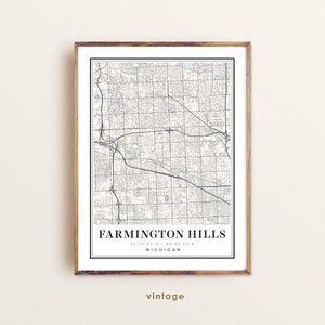 Farmington Hills Michigan Map Art Print