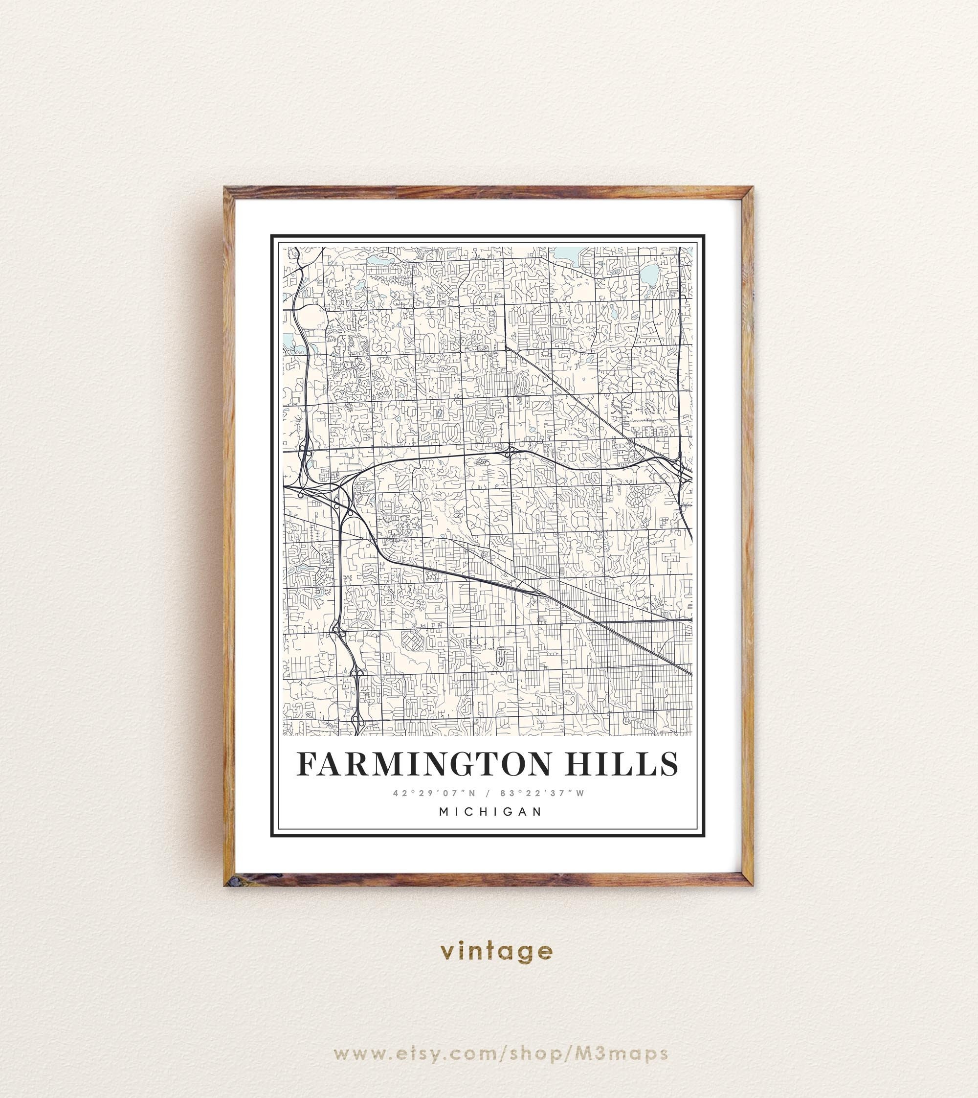 Map Of Farmington Hills Mi Farmington Hills Michigan Map Farmington Hills Mi Map - Etsy Canada