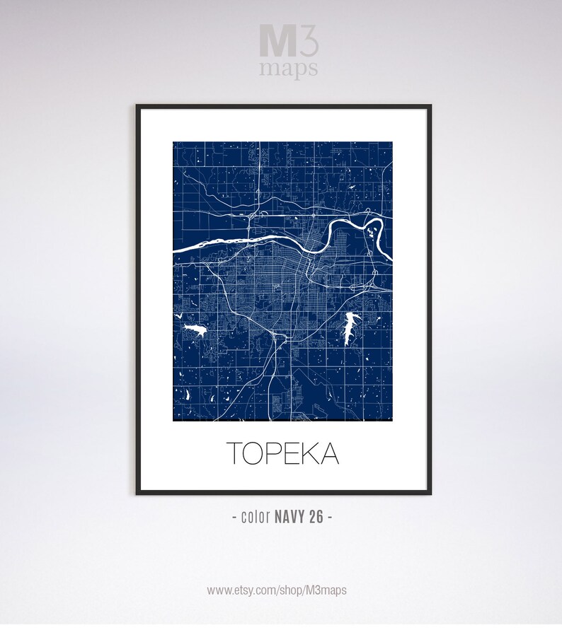 Topeka Kansas Topeka KS Map Topeka Map Topeka Print Topeka Etsy