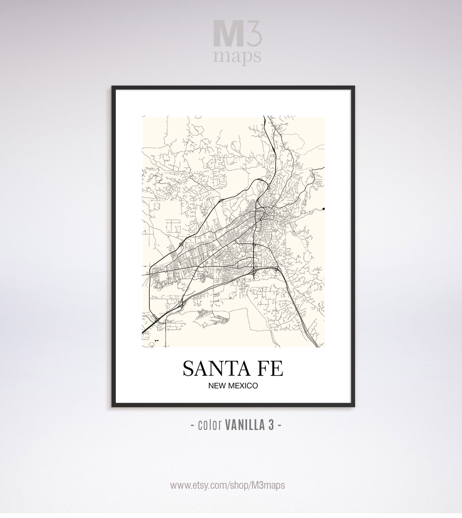 Santa Fe Santa Fe NM Map Santa Fe Modern Art Print Santa Fe | Etsy