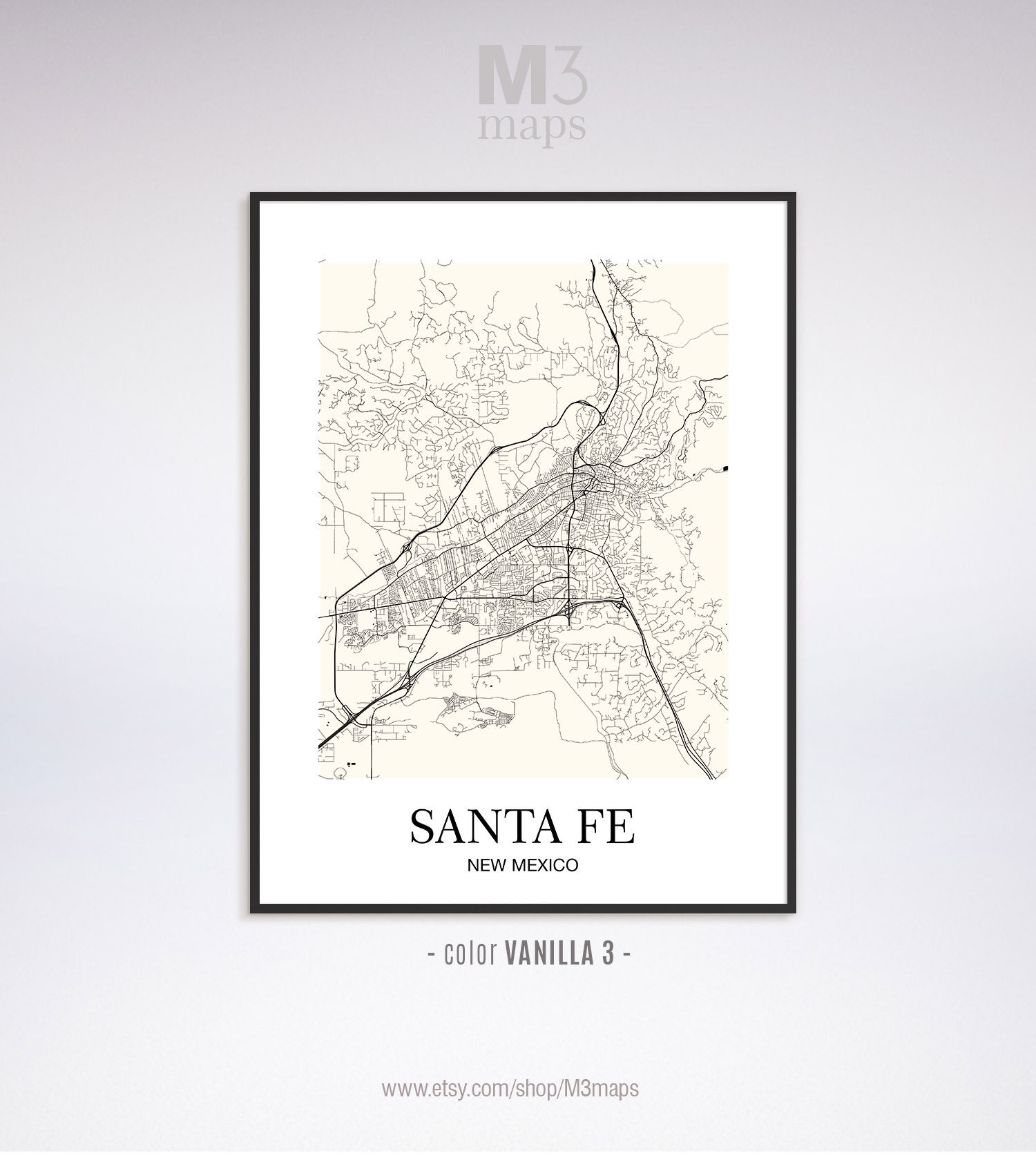 Santa Fe Santa Fe NM Map Santa Fe Modern Art Print Santa Fe | Etsy
