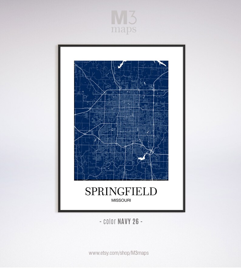 Home Decor art Springfield Springfield MO map Springfield contemporary art Springfield modern art print Springfield Wall Art Map