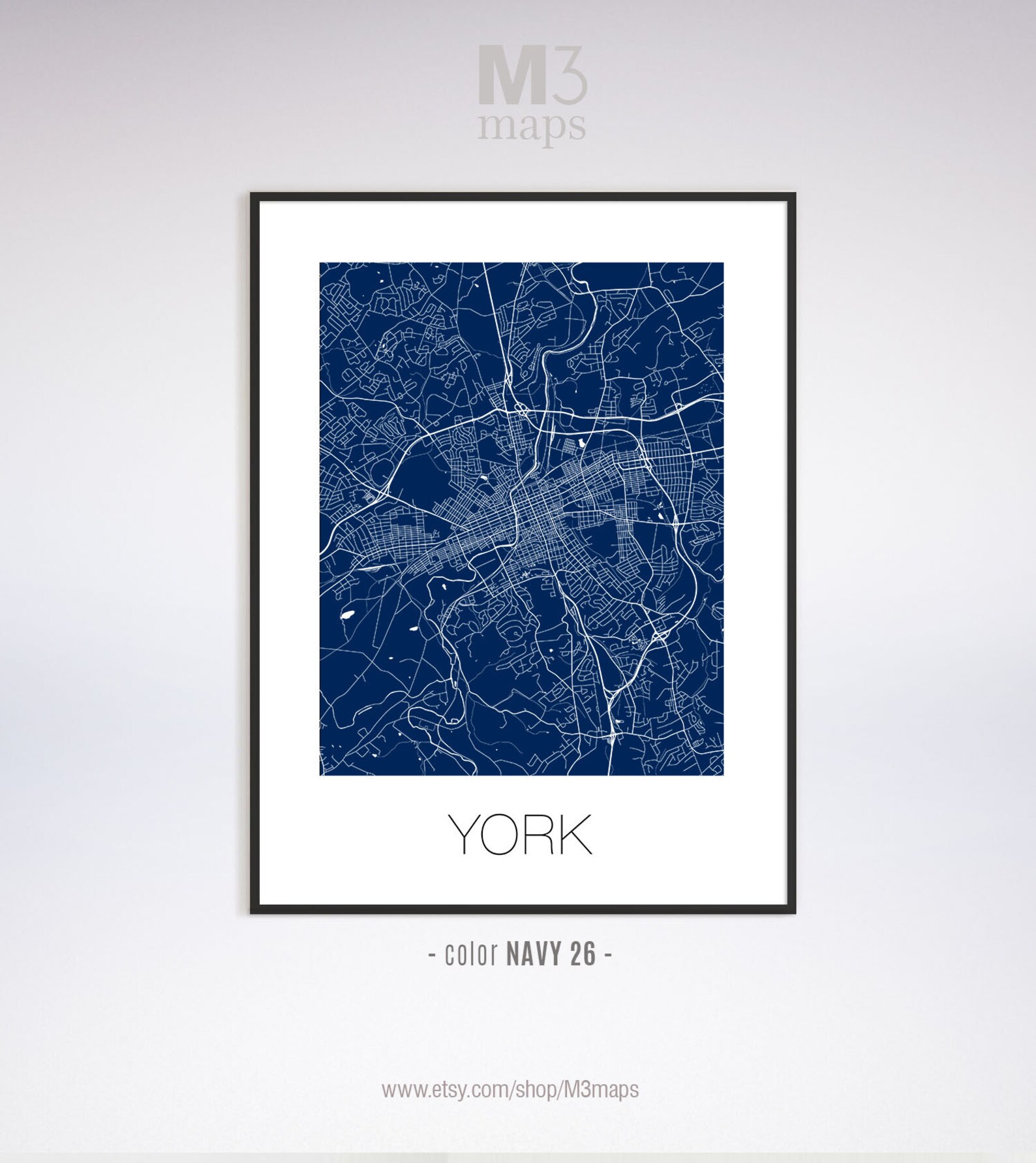York Pennsylvania York PA map York map York print York Etsy