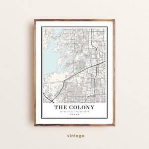 The Colony Texas Map Art Print: Cityscape Poster