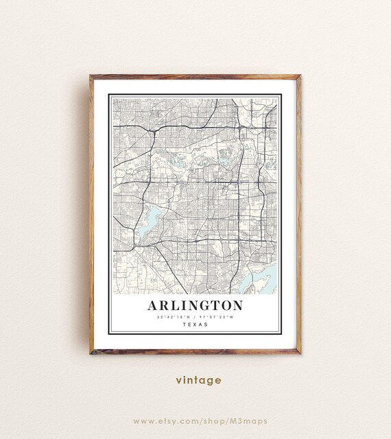 Arlington Texas Map Arlington TX Map Arlington City Map | Etsy