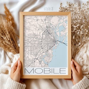 Cadeau carte mobile de l'Alabama | Impression d'art personnalisée de la ville, décoration d'intérieur et souvenir uniques pour les amateurs de téléphonie mobile