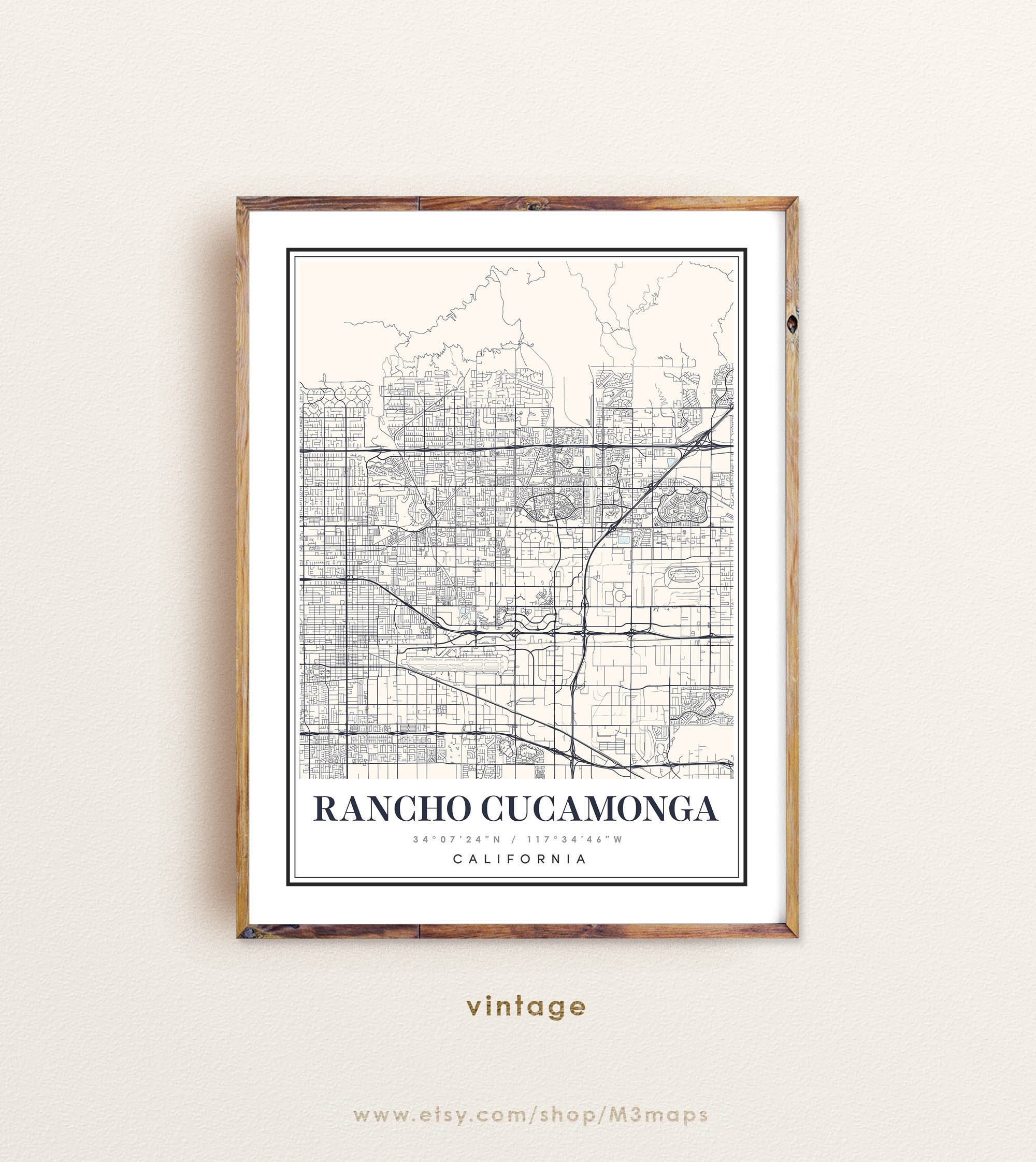Rancho Cucamonga California Map Art Print - Etsy, image size:2000x2244