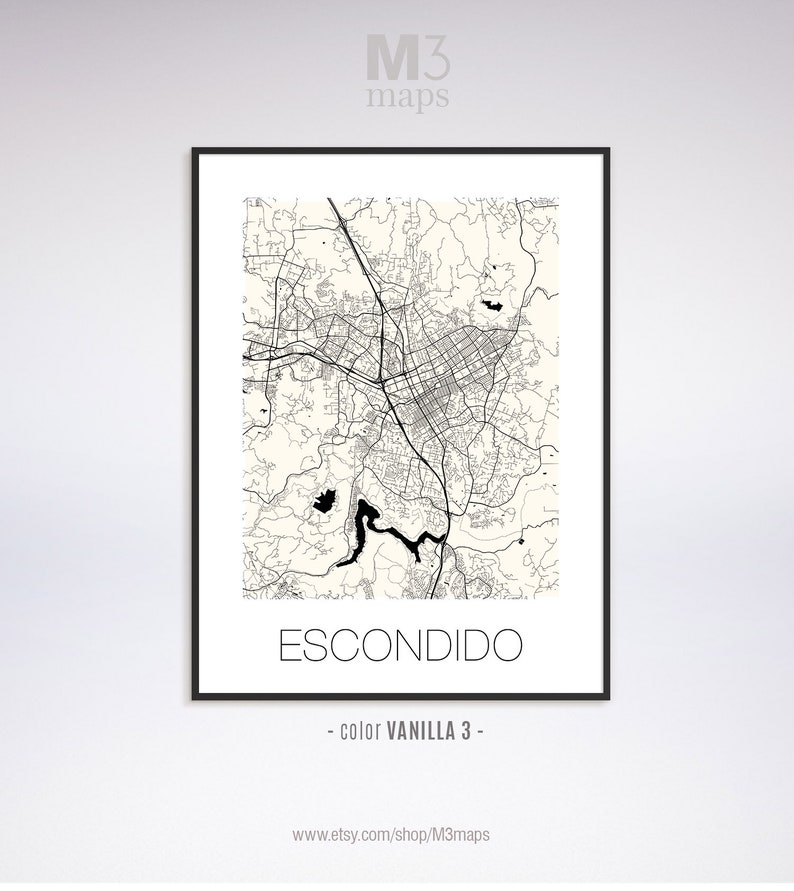 Escondido California Escondido CA Map Escondido Map Etsy