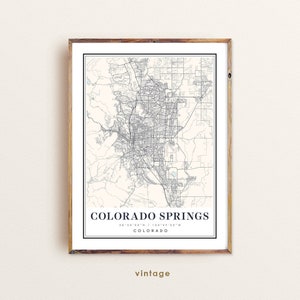 Carte de Colorado Springs, Colorado, carte de Colorado Springs, plan de la ville de Colorado Springs, impression de Colorado Springs, affiche de carte d'art de Colorado Springs