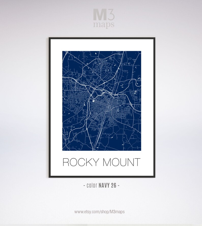 Rocky Mount North Carolina Rocky Mount NC Map Rocky Mount Etsy