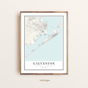 Galveston Texas Karte, Galveston TX Karte, Galveston Stadtplan, Galveston Druck, Galveston Poster, Galveston Kunst, Galveston Karte