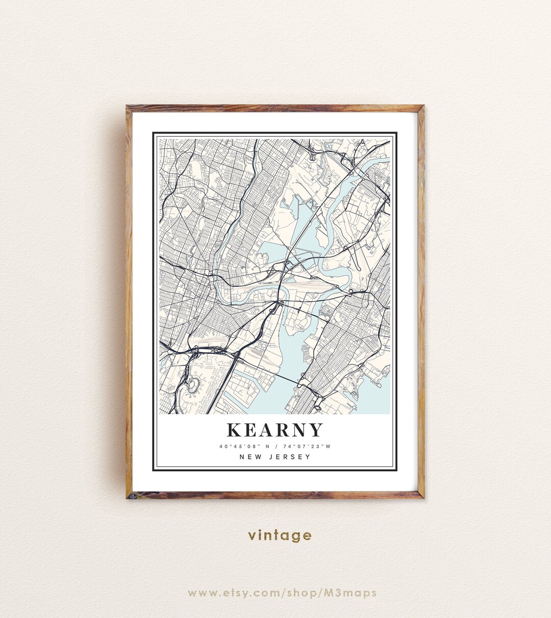 Kearny New Jersey Map Kearny NJ Map Kearny City Map Kearny Etsy