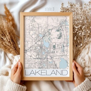 Lakeland Florida Map Gift, Vintage City Wall Art, Unique Home Decor, Florida Travel Souvenir, Office & Living Room Print