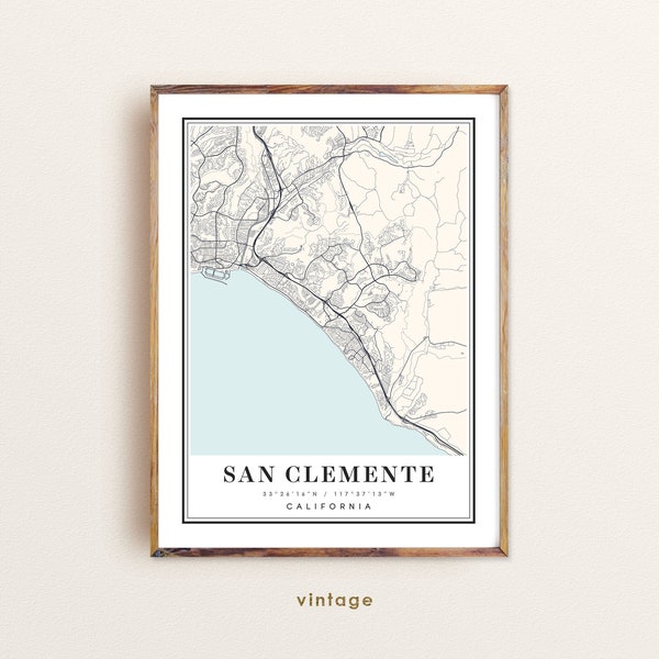 San Clemente California map, San Clemente CA map, San Clemente city map, San Clemente print, San Clemente poster, San Clemente art map