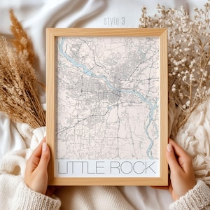 Mapa de Little Rock, Arkansas: regalo/impresión artística única de la ciudad, decoración personalizada para el hogar, recuerdo de viaje, regalo de cumpleaños o inauguración de la casa