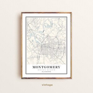 Carte de Montgomery en Alabama, carte de Montgomery AL, plan de la ville de Montgomery, impression de Montgomery, affiche de Montgomery, oeuvre d'art de Montgomery, carte de Montgomery