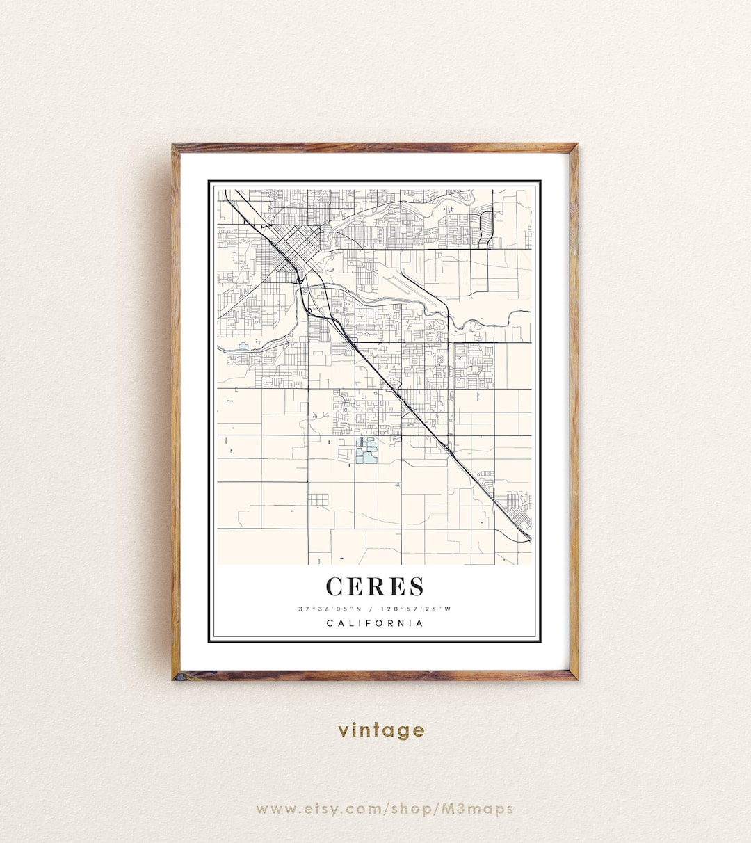 Ceres California Map from Etsy
