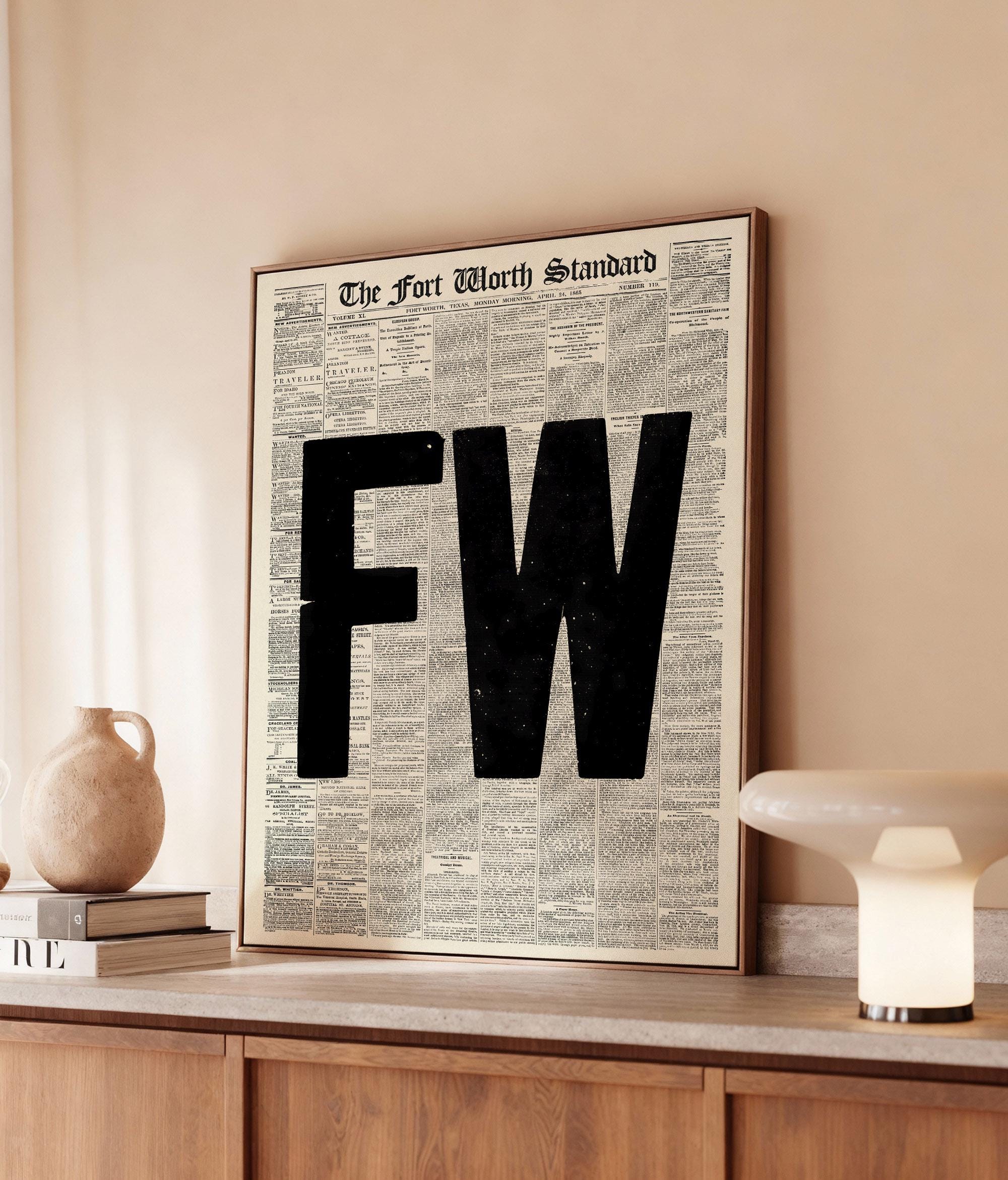 Fort Worth Poster - Retro Newspaper City Wall Art Print - Gift for ...