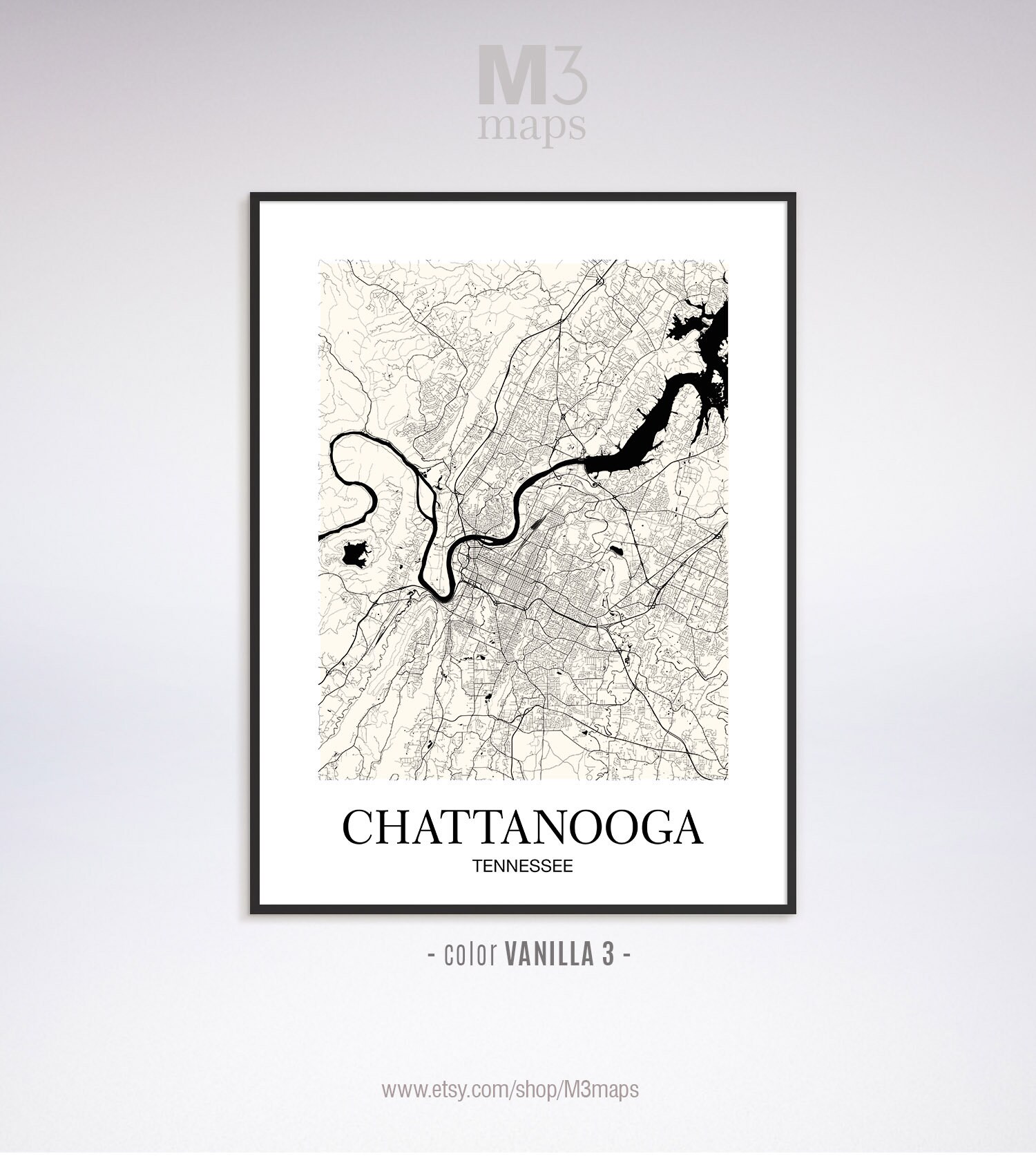 Chattanooga Chattanooga TN Map Chattanooga Modern Art Print | Etsy