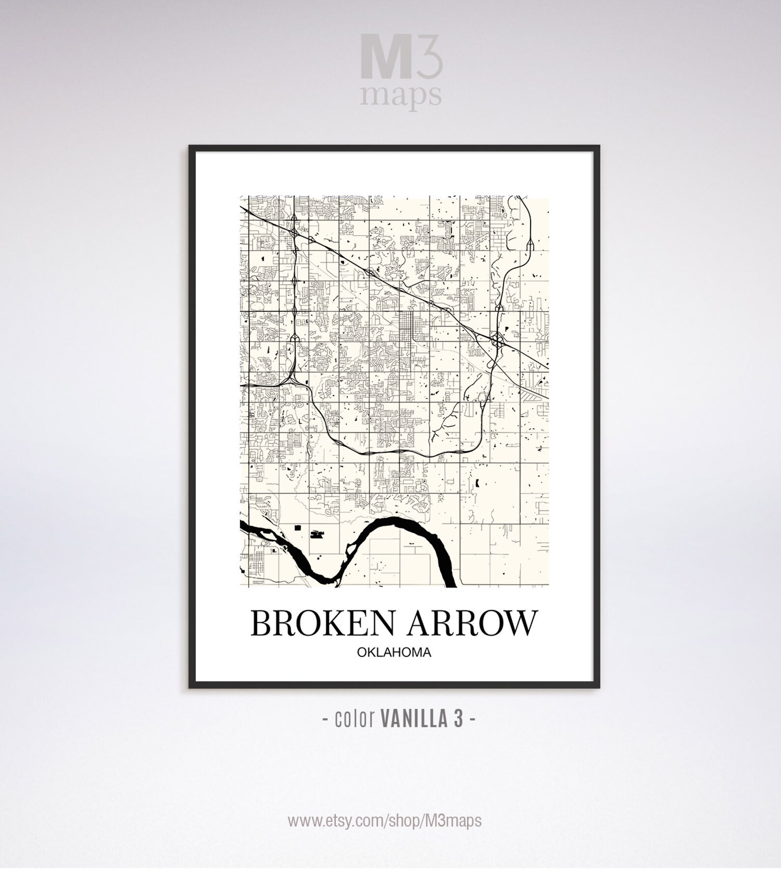Broken Arrow Broken Arrow OK Map Broken Arrow Modern Art Etsy