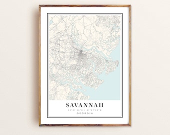 Savannah Georgia Map Art Print: Custom City Map