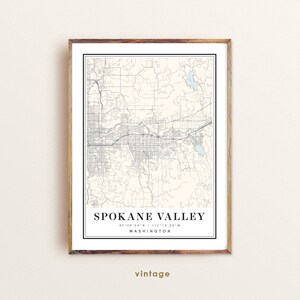Spokane Valley Washington kaart, Spokane Valley WA kaart, Spokane Valley stadskaart, Spokane Valley print, Spokane Valley poster art aangepaste kaart