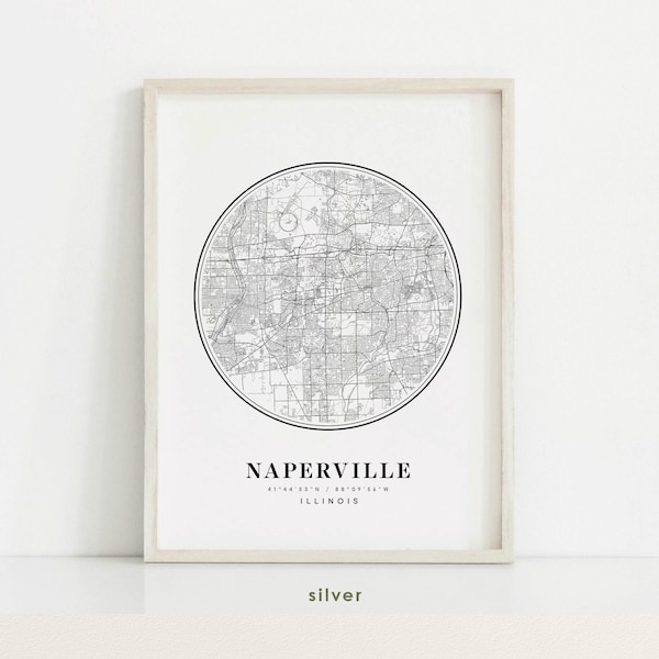 Naperville map Illinois, Naperville IL map, Naperville print, Naperville poster, Naperville art, Custom Anniversary Birthday Gift