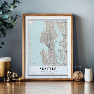 Minimalistische Mikro-Siegel-Seattle Washington Karte Druck - UW Map Poster - SEA WA Moderne Wasteetka Wand-Dekor - Individuelle Stadt Karte Dekor