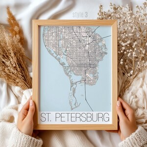 Sint-Petersburg, Florida kaartafdruk – uniek stadsmuurkunstcadeau voor reizigers en lokale bevolking, gedetailleerd St. Pete-huisdecor, nautische kuststijl